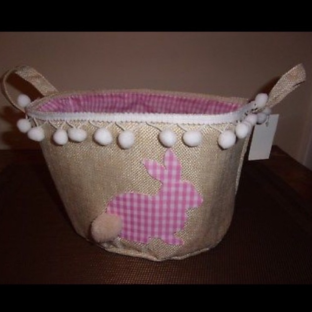 BURLAP BUNNY TOTE BAG, NWT